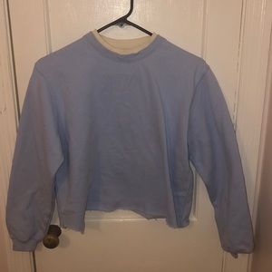 Light Blue, Cropped Crew Neck Sweatshirt, Small